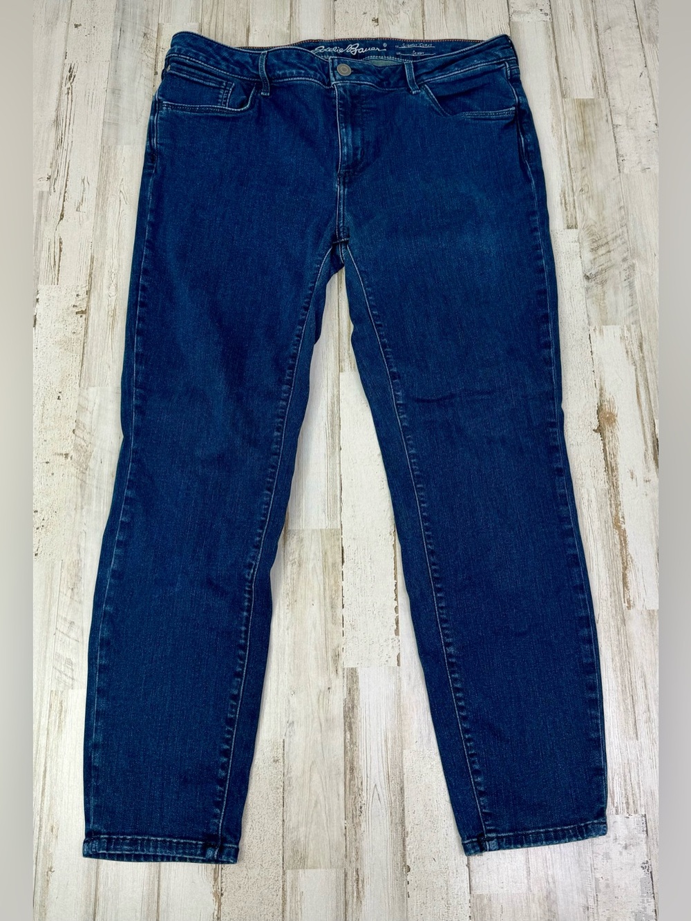 Eddie Bauer Womens Blue Jeans 16 (36x27) Slightly Curvy  Skinny Fit Mid Rise